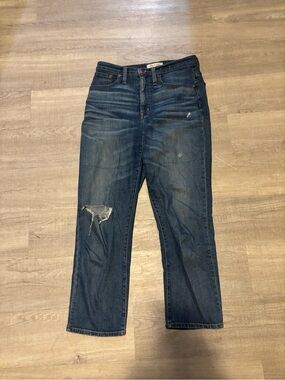 Madewell Classic Straight Jeans Size 27 Distressed Mom Medium Wash Staple